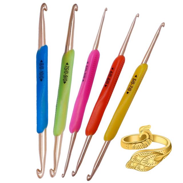 Crochet Hooks Colorful Soft Plastic Handle Knitting Needles Set Sweater Hand-Knit DIY Sewing Accessories 8Pcs/Set 2mm-6mm