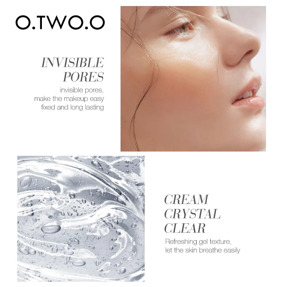 O.TWO.O Makeup Base Face Primer Gel Invisible Pore Light Oil-Free Makeup Finish No Creases Not Cakey Foundation Primer Cosmetic