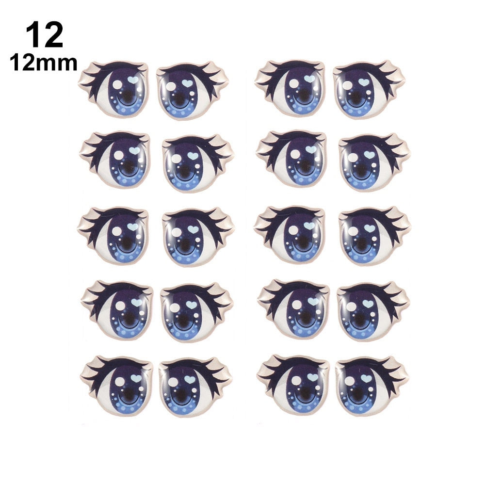 10 Pair Cartoon Crystal Eyes Stickers For Boy Girl Doll Eyes Accessories Anime Figurine Doll Face Organ Paster Eye Chips Paper