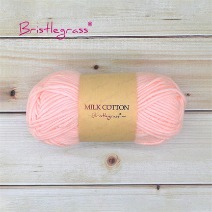 BRISTLEGRASS Acrylic Crochet Wool Yarn 50g Pom-poms Milk Cotton Hand Knitting Threads Baby Sweater Scarf Fabric Needlework Craft