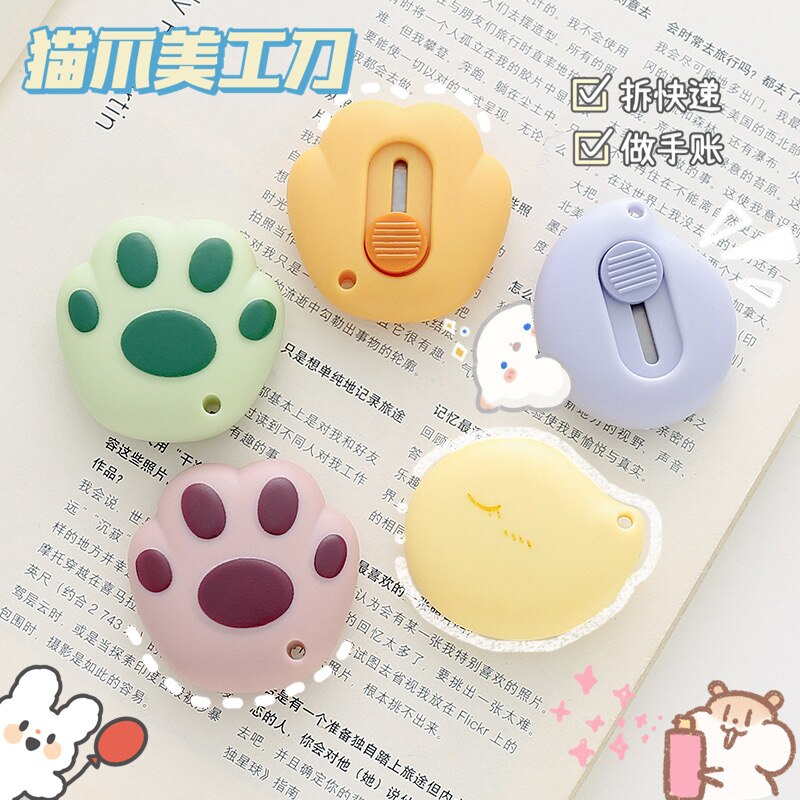 1 PC Cute Cartoon Cat Claw Retractable Paper Cutter Utility  Knives Stationery for School Office Home