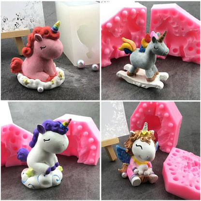 Animal 3D Mold Unicorn Silicone Mould Can Make Ice Cube Candy Chocolate Fondant Cake Tools DIY Baking And Gypsum Clay Resin Art