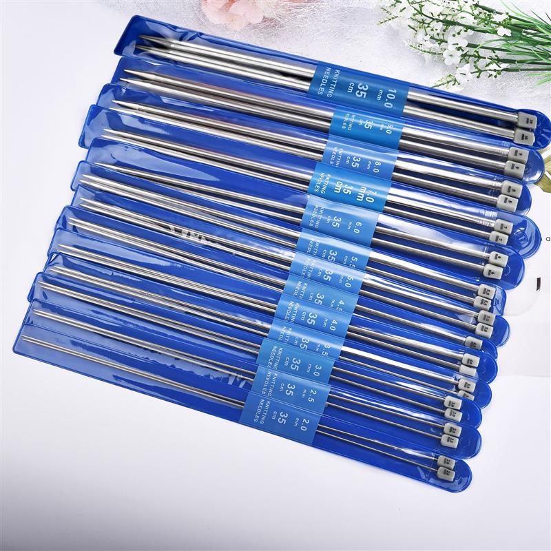 2PCs/Set 35cm Straight Knitting Needles Bamboo/Stainless Steel Crochet Hook DIY Sweater Weave Knitting Tools Sewing Accessory