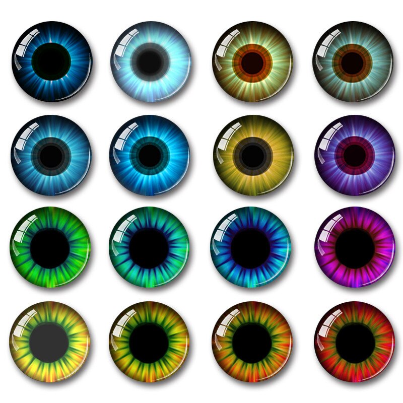 20 Pcs 8/10/12/14/16/18/20mm Doll Eyes Photo Round Glass Cabochon  Diy Flat Back Handmade Jewelry Findings