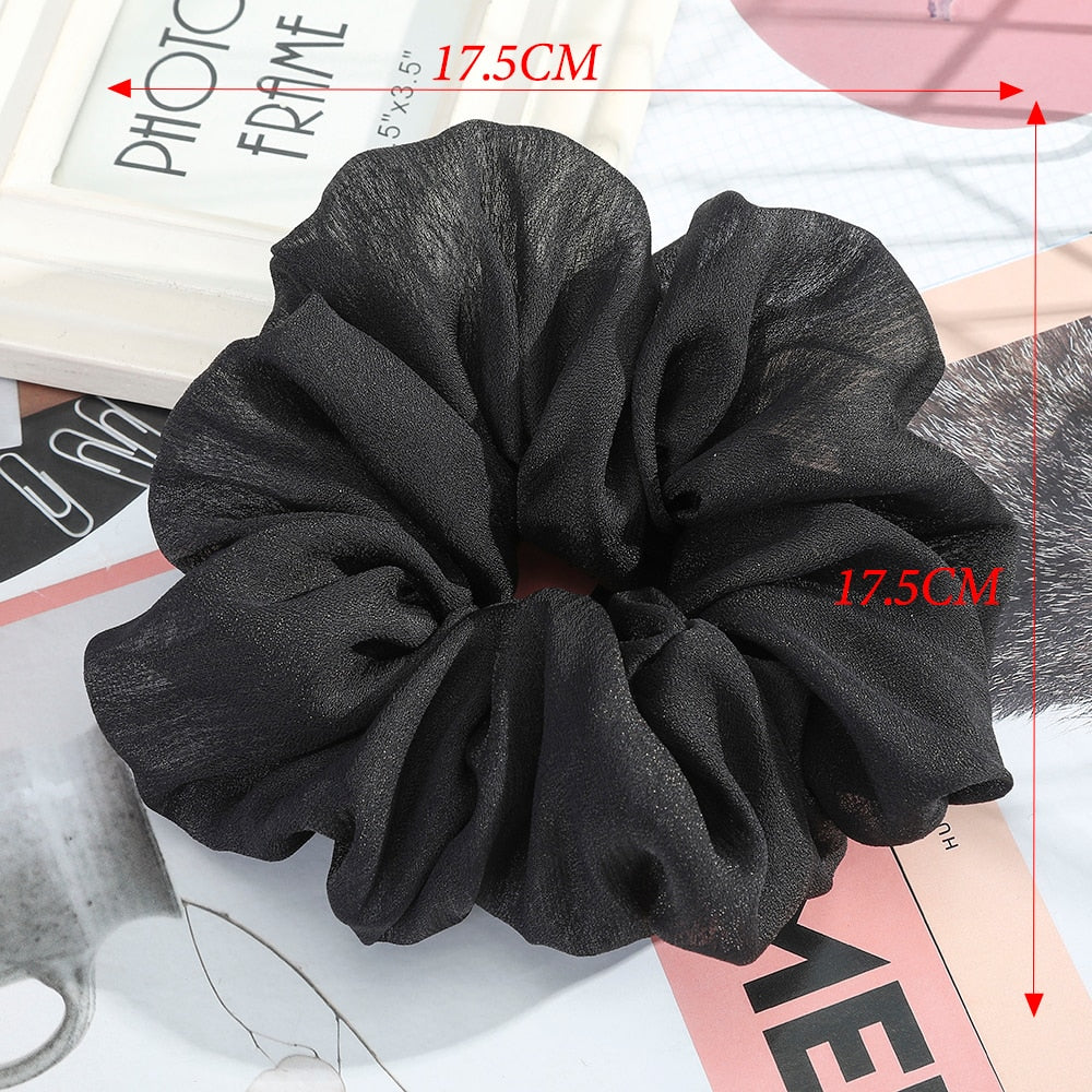 Levao Spring Summer Net Yarn Hair Bow Scrunchies Large Chiffon Women Elastic Hair Band Ponytail Holder Hair Tie Girl Accessories