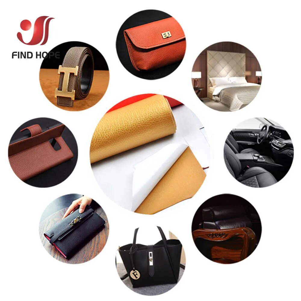 Litchi Pattern Back Self adhesive Stick Faux PU Leather Fabric Hole Repair Patch Sticker For Sofa Car Bag DIY Craft Handmade