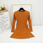 New Women Vintage Dress Auutmn Winter Long Sleeve Slim A Line Short Sweater Dresses Eleagnt Ladies Knitted Robe Vestidos Mujer