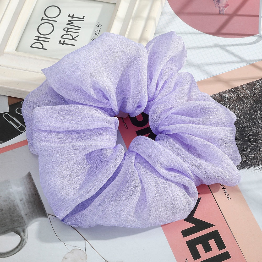 Levao Spring Summer Net Yarn Hair Bow Scrunchies Large Chiffon Women Elastic Hair Band Ponytail Holder Hair Tie Girl Accessories