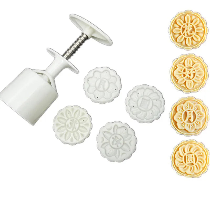 1 Set Kitchen Gadget Mooncake Mold Moon Cake Cookie Mould Cutter Hand Pressure Food Grade Baking Accessories Mid-Autumn Festival