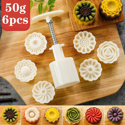 1 Set Kitchen Gadget Mooncake Mold Moon Cake Cookie Mould Cutter Hand Pressure Food Grade Baking Accessories Mid-Autumn Festival