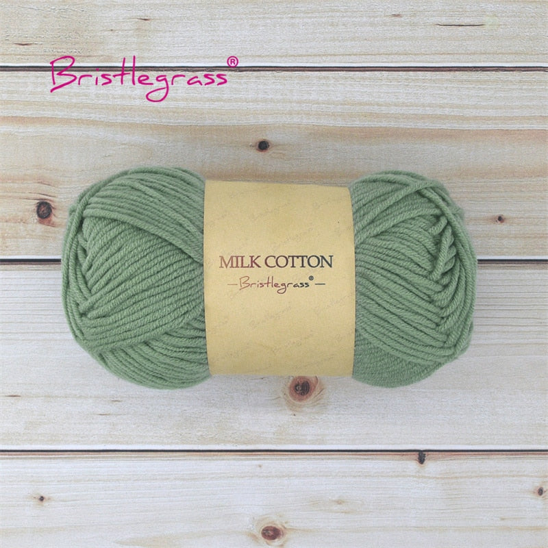 BRISTLEGRASS Acrylic Crochet Wool Yarn 50g Pom-poms Milk Cotton Hand Knitting Threads Baby Sweater Scarf Fabric Needlework Craft