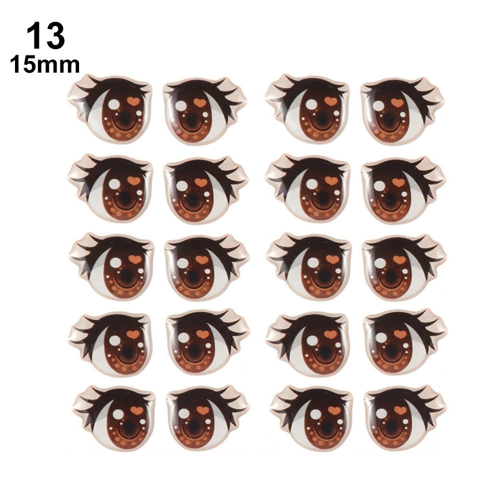 10 Pair Cartoon Crystal Eyes Stickers For Boy Girl Doll Eyes Accessories Anime Figurine Doll Face Organ Paster Eye Chips Paper