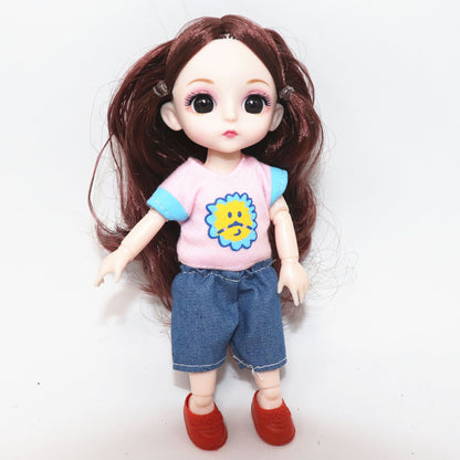 ⚠️New 16cm Bjd Doll 13 Movable Joints 3D Real Eye High-end Dress Can Dress Up Fashion Nude Doll Children DIY Girl Toy Best Gift