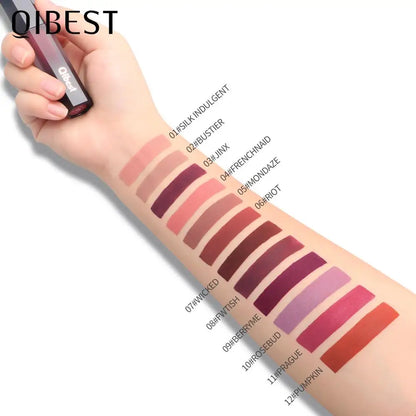 QIBEST Lip Gloss Makeup Moisturizer Waterproof 12 Colors Makeup Lipstick Long Lasting Liquid Lipstick Lip Tint Cosmetics TLSM2