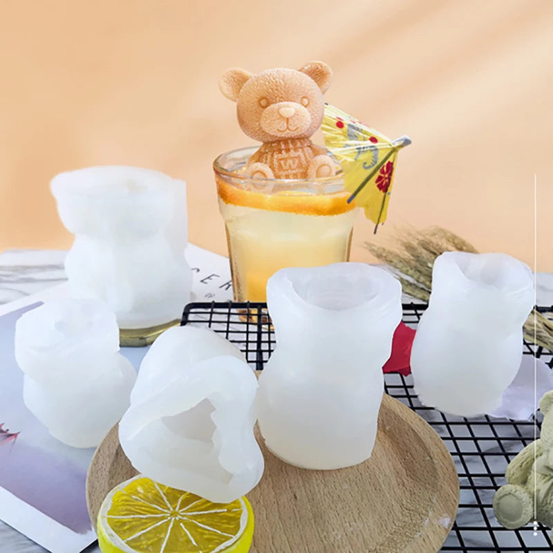 3D Silicone Mold Non-Stick Kitchen Supplies DogShape Mould Tray White Little Bear Ice Cube Maker DIY Baking Tools