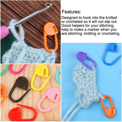 LMDZ 150/100/104 Pcs Locking Stitch Markers Colorful Plastic Knitting Crochet Locking Markers Crochet Needle Clip Hook Tool