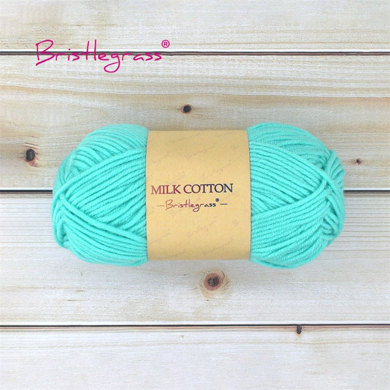 BRISTLEGRASS Acrylic Crochet Wool Yarn 50g Pom-poms Milk Cotton Hand Knitting Threads Baby Sweater Scarf Fabric Needlework Craft