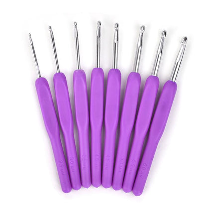 8pcs Colorful Soft Plastic Handle Alumina Crochet Hooks Knitting Needles Set 2.5-6mm Crochet for Weave Sewing Needles Tool