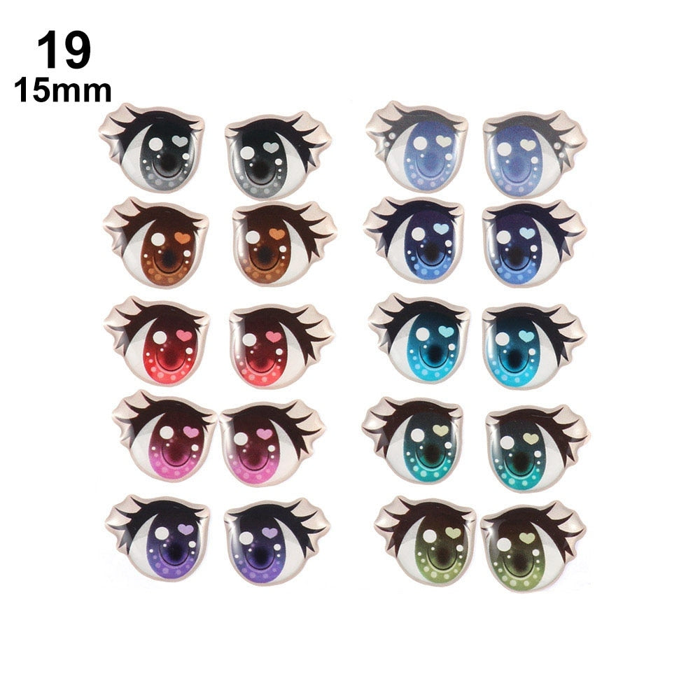 10 Pair Cartoon Crystal Eyes Stickers For Boy Girl Doll Eyes Accessories Anime Figurine Doll Face Organ Paster Eye Chips Paper