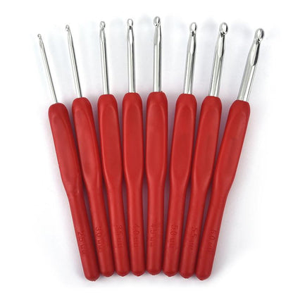 8pcs Colorful Soft Plastic Handle Alumina Crochet Hooks Knitting Needles Set 2.5-6mm Crochet for Weave Sewing Needles Tool