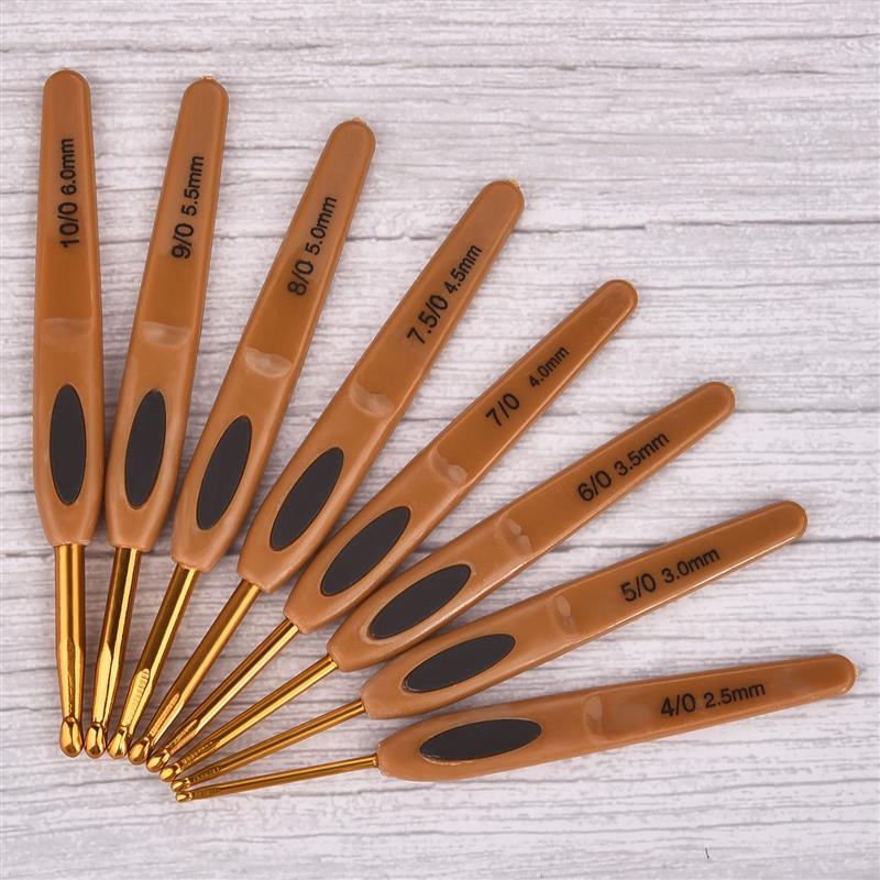 8pcs Colorful Soft Plastic Handle Alumina Crochet Hooks Knitting Needles Set 2.5-6mm Crochet for Weave Sewing Needles Tool