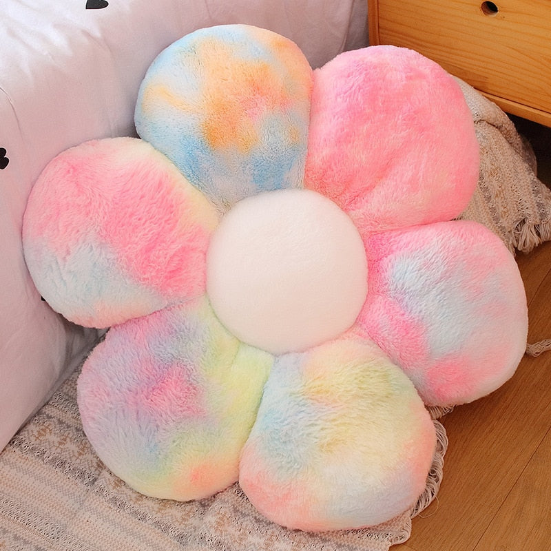 Furry Plush Flower Pillow Mat Stuffed Lifelike Colourful Peach Blossom Flower Shape Baby Home Soft Pillow Cushion Home Decor