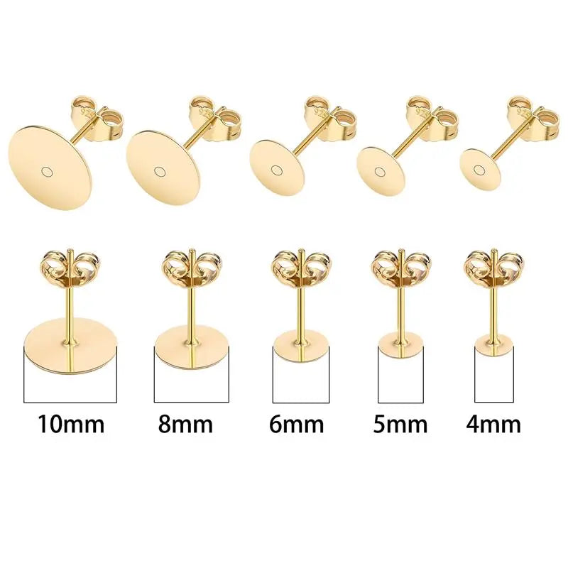 50pcs/lot 925 Silver Plated Blank Post Earring Studs Base Pin With Earring Plug Findings Ear Back DIY Jewelry Making Accessories