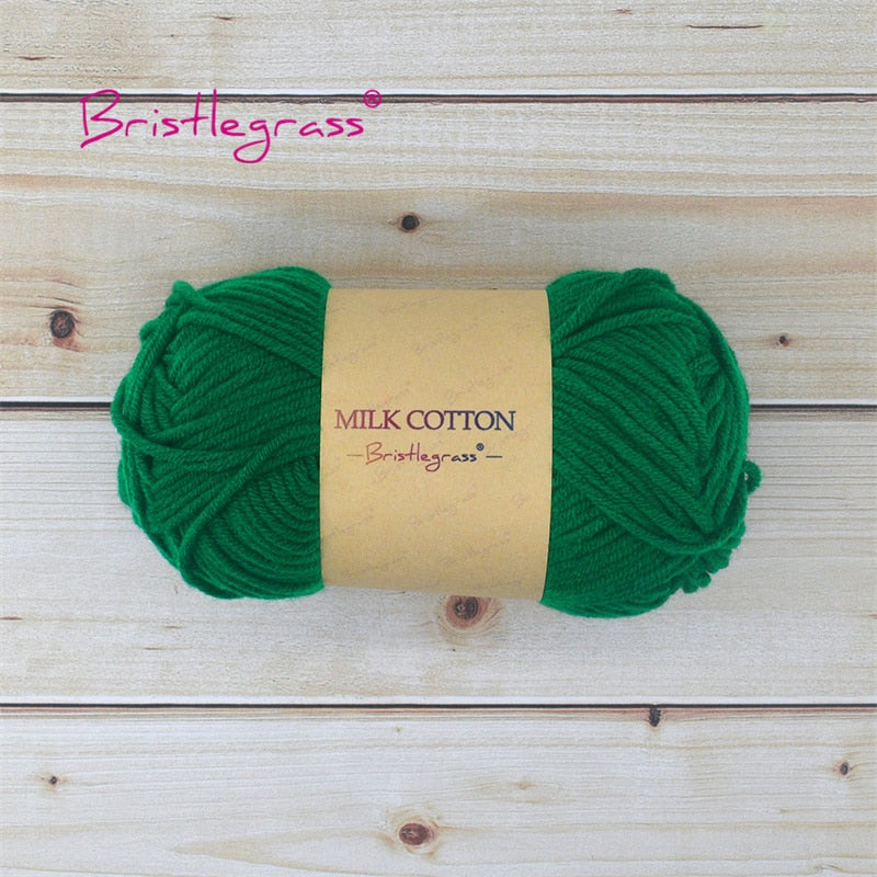 BRISTLEGRASS Acrylic Crochet Wool Yarn 50g Pom-poms Milk Cotton Hand Knitting Threads Baby Sweater Scarf Fabric Needlework Craft