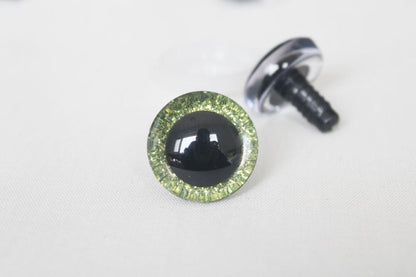 20pcs---9-12-14--16-18- 20 -24--30-35mm clear 3D glitter eyes plastic safety toy eyes long stem + glitter fabric + washer