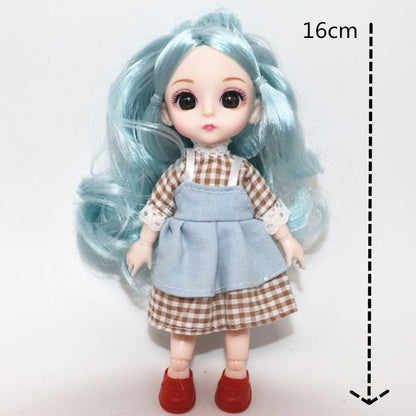 ⚠️New 16cm Bjd Doll 13 Movable Joints 3D Real Eye High-end Dress Can Dress Up Fashion Nude Doll Children DIY Girl Toy Best Gift