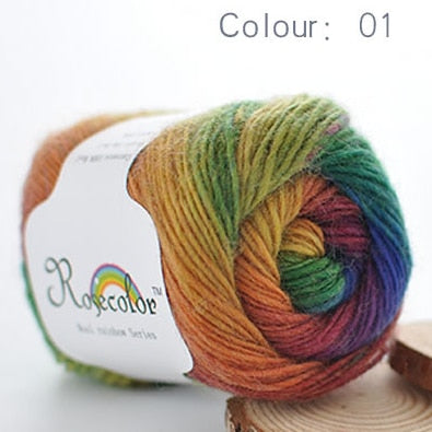 100% Wool Yarn Rainbow Color for Hand Knitting Crochet Plush Thickness Lanas Thread DIY Soft Scarf Shawl Sweater Freeshipping