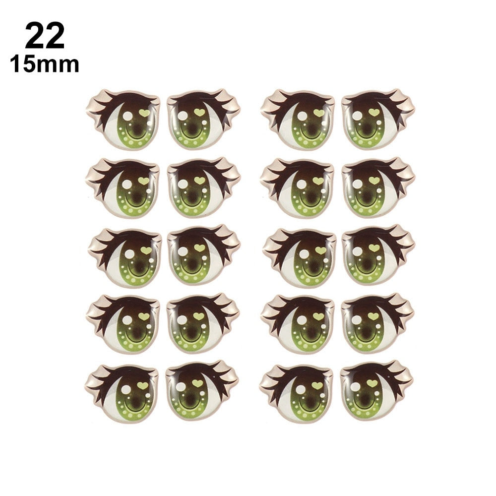 10 Pair Cartoon Crystal Eyes Stickers For Boy Girl Doll Eyes Accessories Anime Figurine Doll Face Organ Paster Eye Chips Paper