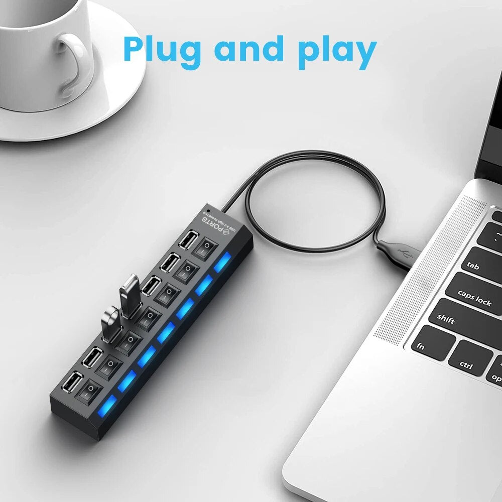 USB Hub 2.0 USB Splitter Multi Hub USB 2.0 Adapter USB Several Ports Power Adapter USB 2.0 With Switch Laptop Accessories For PC