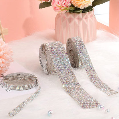 Self Adhesive Crystal Rhinestone Sticker Diamond Ribbon DIY Sticker Rhinestones Arts Crafts Car Phone Decoration Dropshipping