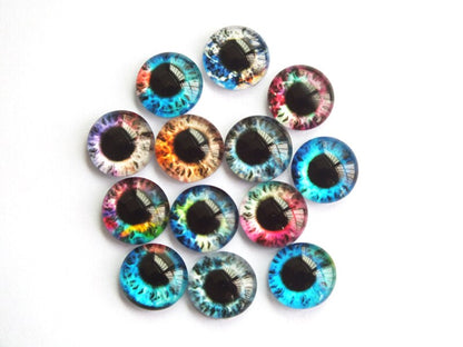 20 Pcs 8/10/12/14/16/18/20mm Doll Eyes Photo Round Glass Cabochon  Diy Flat Back Handmade Jewelry Findings