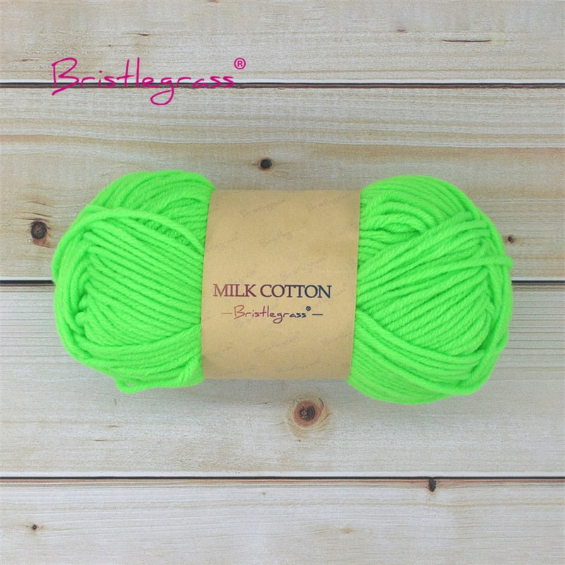 BRISTLEGRASS Acrylic Crochet Wool Yarn 50g Pom-poms Milk Cotton Hand Knitting Threads Baby Sweater Scarf Fabric Needlework Craft