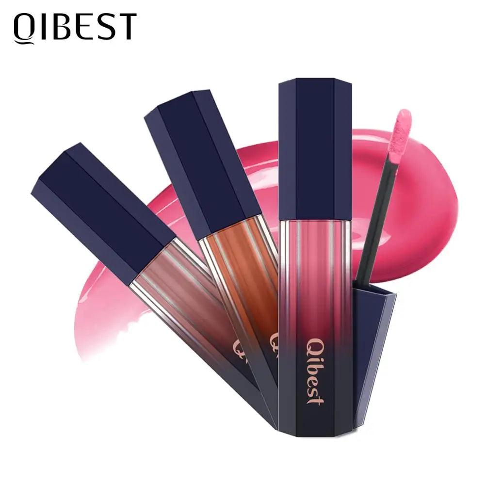 QIBEST Lip Gloss Makeup Moisturizer Waterproof 12 Colors Makeup Lipstick Long Lasting Liquid Lipstick Lip Tint Cosmetics TLSM2