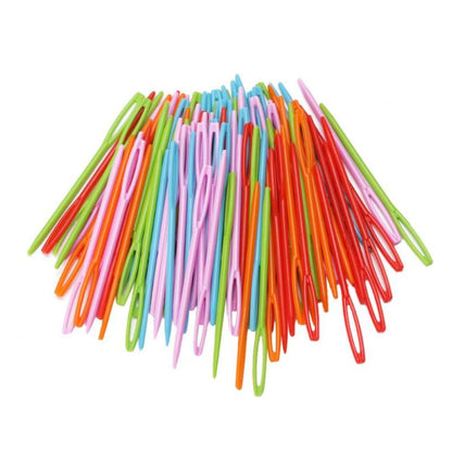 20PCs Mixed Color 7cm/9.5cm Plastic Knitting Needles Crochet Hooks Wool Yarn Needle Children DIY Sweater Weaving Tools Accessory