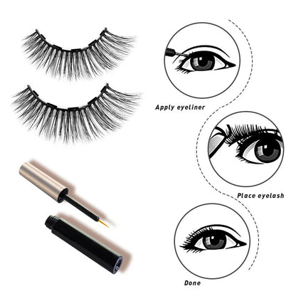 3/5 pairs of magnetic eyelashes natural lashes Handmade 3D lashes makeup eyeliner Reusable makeup set magnetic pen for eyelashes