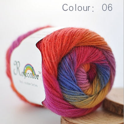 100% Wool Yarn Rainbow Color for Hand Knitting Crochet Plush Thickness Lanas Thread DIY Soft Scarf Shawl Sweater Freeshipping