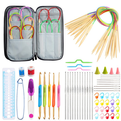 DIY Needle Arts Craft Crochet Hook Set and Bag Animal Ergonomic Yarns Crochet Knitting Needle Scissors Sewing Set Accessories