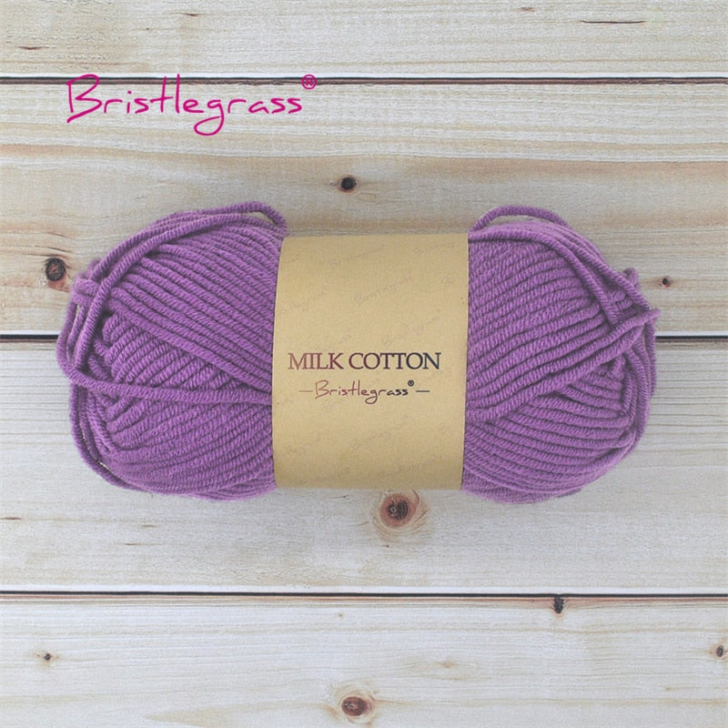 BRISTLEGRASS Acrylic Crochet Wool Yarn 50g Pom-poms Milk Cotton Hand Knitting Threads Baby Sweater Scarf Fabric Needlework Craft