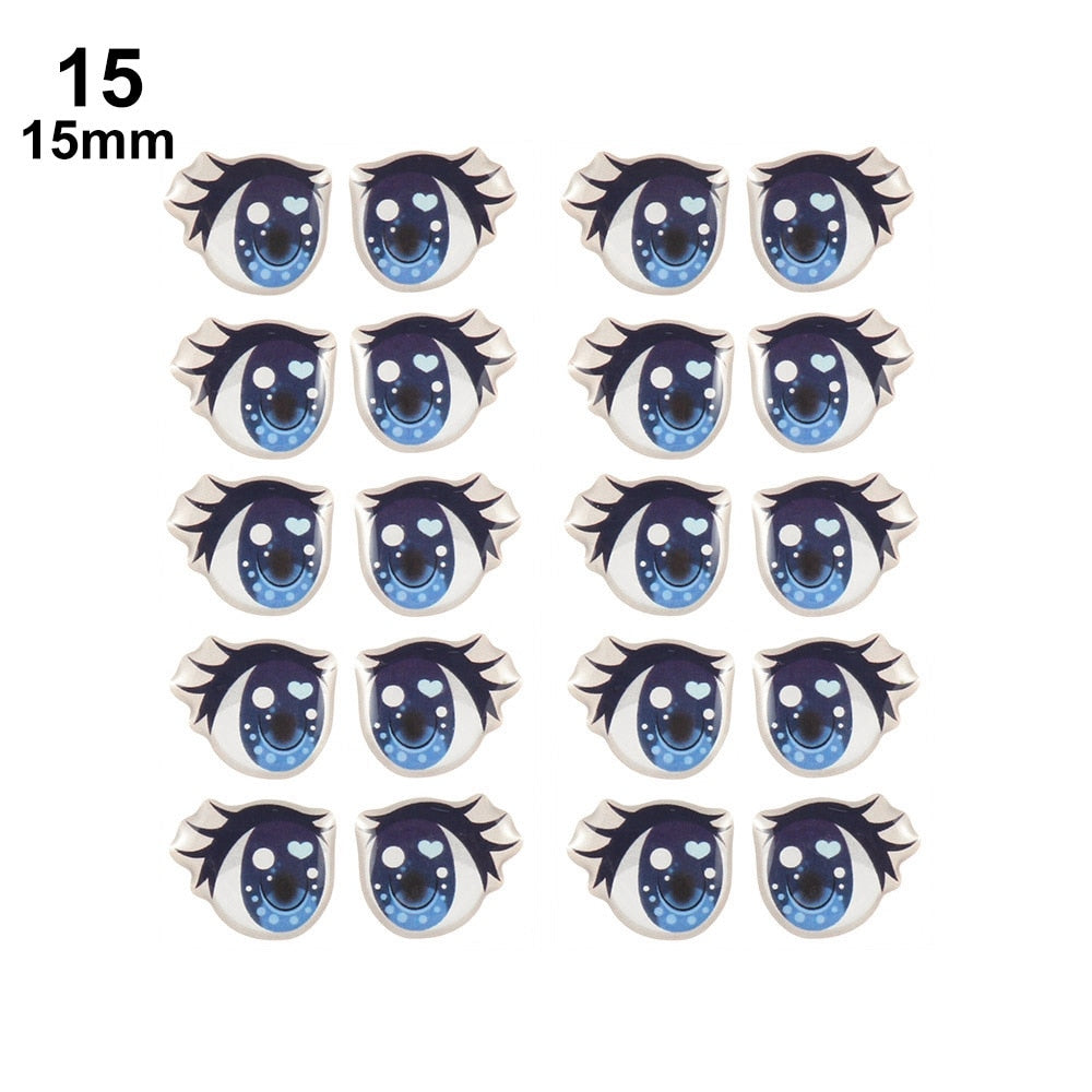 10 Pair Cartoon Crystal Eyes Stickers For Boy Girl Doll Eyes Accessories Anime Figurine Doll Face Organ Paster Eye Chips Paper