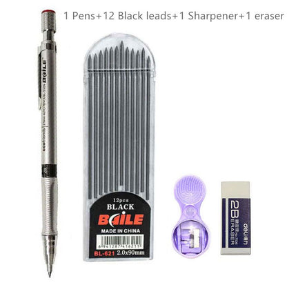 2.0mm Mechanical Pencil Set 2B Automatic Pencils with Color/Black Lead Refills for Draft Drawing, Writing, Crafting, Art Sketch