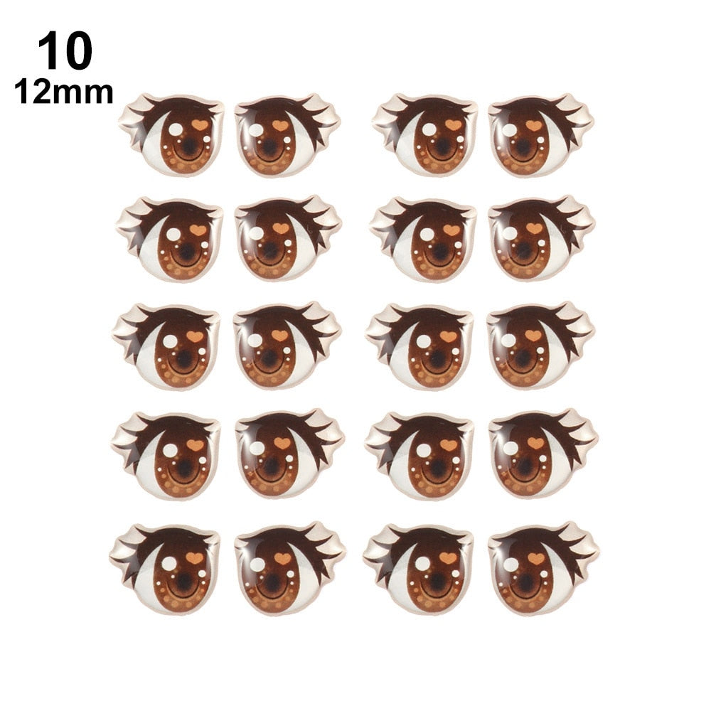 10 Pair Cartoon Crystal Eyes Stickers For Boy Girl Doll Eyes Accessories Anime Figurine Doll Face Organ Paster Eye Chips Paper