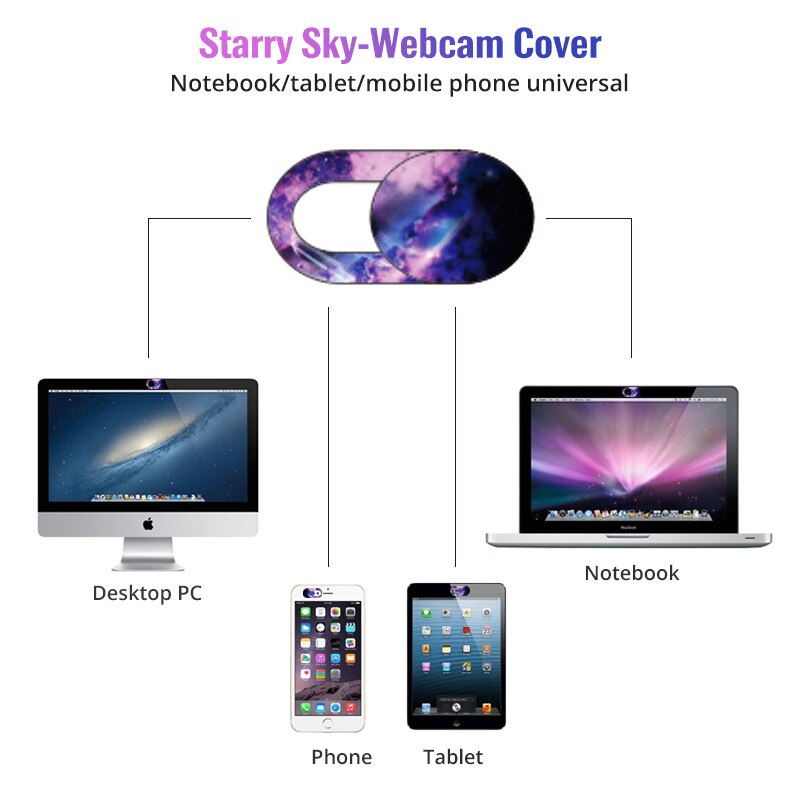 Starry Sky Pattern WebCam Camera Cover Laptop Stickers for Laptops Macbook Smart Phone Privacy Protection Shutter Slider Sticke