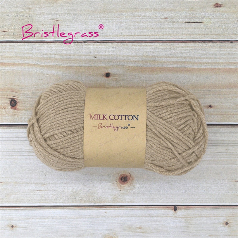 BRISTLEGRASS Acrylic Crochet Wool Yarn 50g Pom-poms Milk Cotton Hand Knitting Threads Baby Sweater Scarf Fabric Needlework Craft