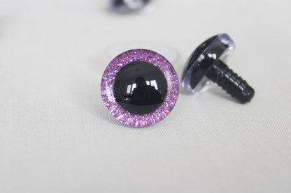 20pcs---9-12-14--16-18- 20 -24--30-35mm clear 3D glitter eyes plastic safety toy eyes long stem + glitter fabric + washer