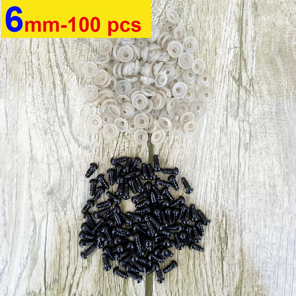 100pcs 8/10/12/14mm Plastic Safety Eyes For Toys Diy Mix Size Crochet Animal Eye For Doll toys amigurumi Accessories