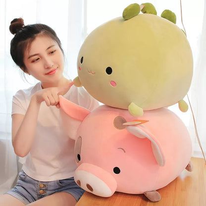 Kawaii  Animal Sweet Fat Fat Dinosaur Pig Shiba Inu Dog Plush Toy Soft Cartoon Elephant Stuffed Doll Baby Pillow Gift 35/45cm